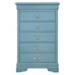 Maklaine Traditional Solid Wood 5-Drawers Bedroom Chest in Teal Turquoise