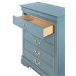 Maklaine Traditional Solid Wood 5-Drawers Bedroom Chest in Teal Turquoise