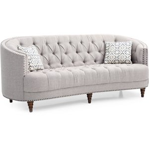 maklaine traditional fabric twill fabric sofa in light gray finish