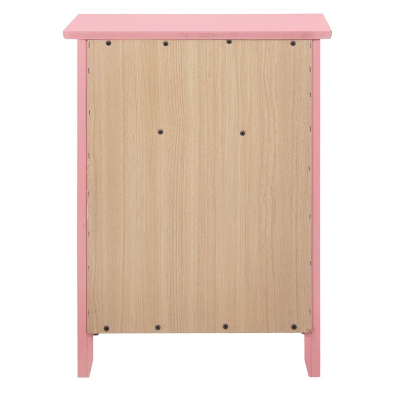 Maklaine Engineered Wood 1-Drawer/1-Door Bedroom Nightstand in Pink