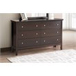 Maklaine Transitional Engineered Wood 6 Drawer Dresser in Espresso