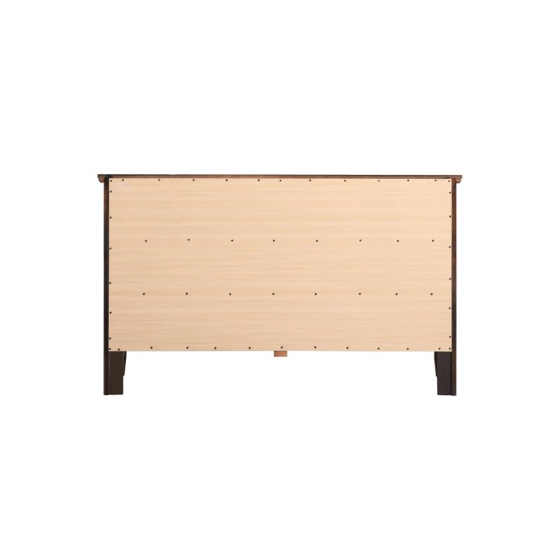 Maklaine Transitional Engineered Wood 6 Drawer Dresser in Espresso