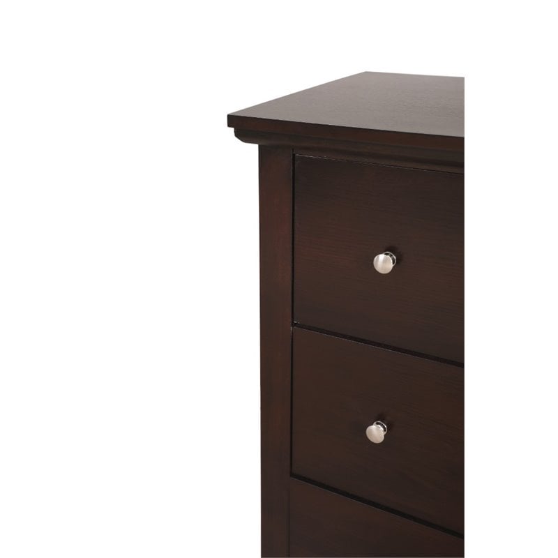 Maklaine Transitional Engineered Wood 6 Drawer Dresser in Espresso