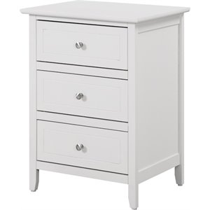 maklaine transitional engineered wood 3 drawer nightstand in white