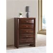 Maklaine Contemporary Engineered Wood 5 Drawer Chest in Cappuccino