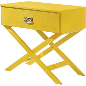 maklaine contemporary engineered wood 1 drawer nightstand in yellow