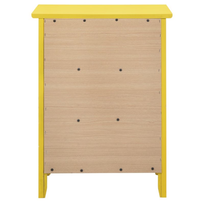 Maklaine Contemporary Engineered Wood 3 Drawer Nightstand in Yellow