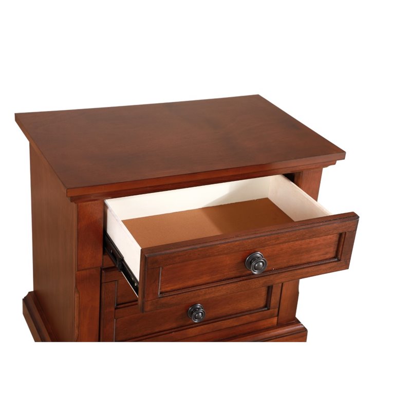 Maklaine Contemporary Engineered Wood 2 Drawer Nightstand in Cherry