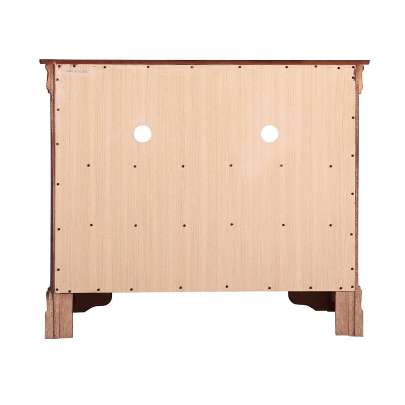 Maklaine Wood Veneers Cherry TV Stand Dovetailed Drawers 42