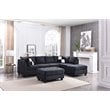 Maklaine Contemporary Microsuede Versatile Sectional in Black Finish