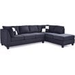 Maklaine Contemporary Microsuede Versatile Sectional in Black Finish