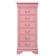 Maklaine Traditional Engineered Wood 7 Drawer Lingerie Chest in Pink