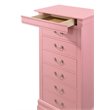 Maklaine Traditional Engineered Wood 7 Drawer Lingerie Chest in Pink