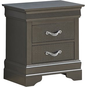 maklaine transitional engineered wood 2 drawer nightstand in charcoal