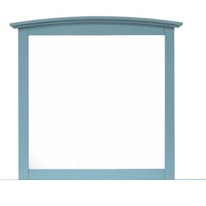 Maklaine Low Distortion Engineered Wood/Wood Veneer Mirror in Teal