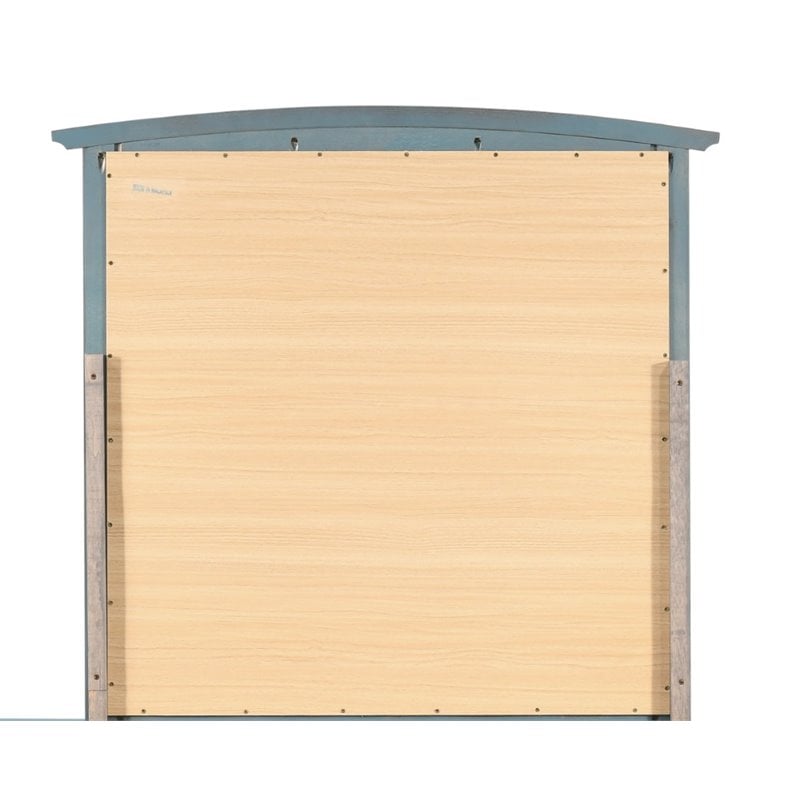 Maklaine Low Distortion Engineered Wood/Wood Veneer Mirror in Teal