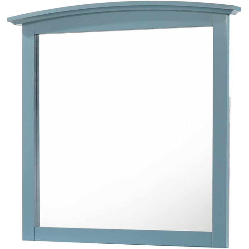 Maklaine Low Distortion Engineered Wood/Wood Veneer Mirror in Teal