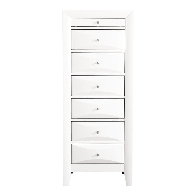 Maklaine Contemporary Engineered Wood 7 Drawer Lingerie Chest in White