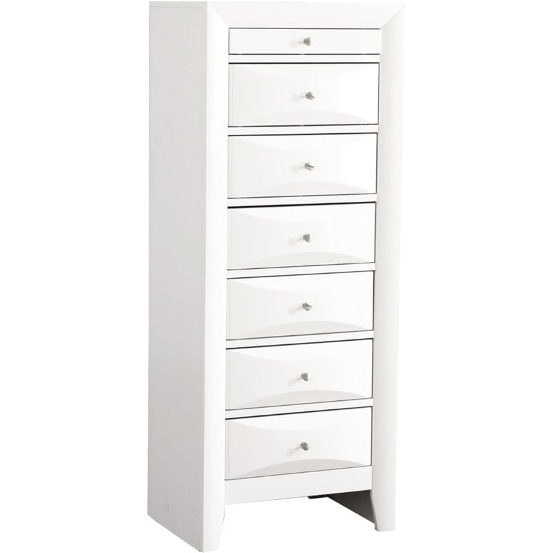 Maklaine Contemporary Engineered Wood 7 Drawer Lingerie Chest in White