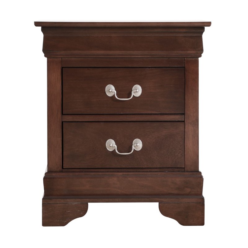 Maklaine Traditional Engineered Wood 2 Drawer Nightstand in Cappuccino