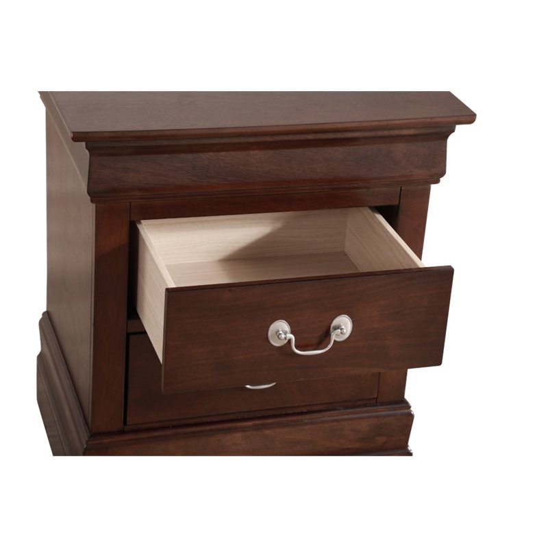 Maklaine Traditional Engineered Wood 2 Drawer Nightstand in Cappuccino