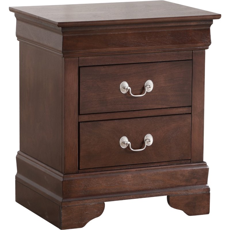 Maklaine Traditional Engineered Wood 2 Drawer Nightstand in Cappuccino