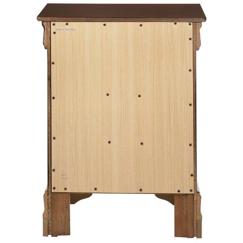 Maklaine Traditional Engineered Wood 3 Drawer Nightstand in Cappuccino