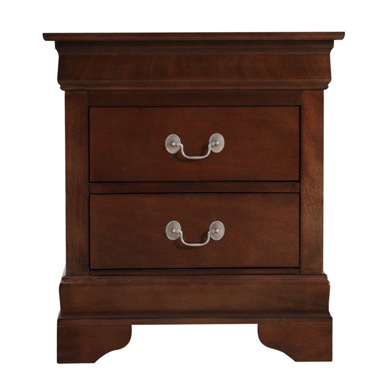 Maklaine Traditional Engineered Wood 2 Drawer Nightstand in Cappuccino
