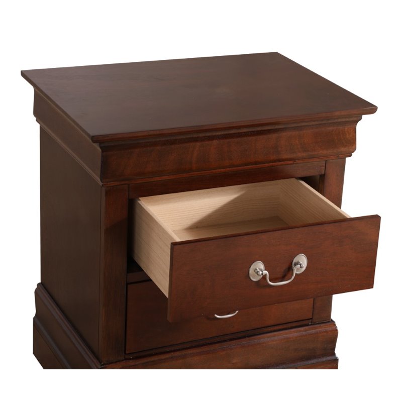 Maklaine Traditional Engineered Wood 2 Drawer Nightstand in Cappuccino