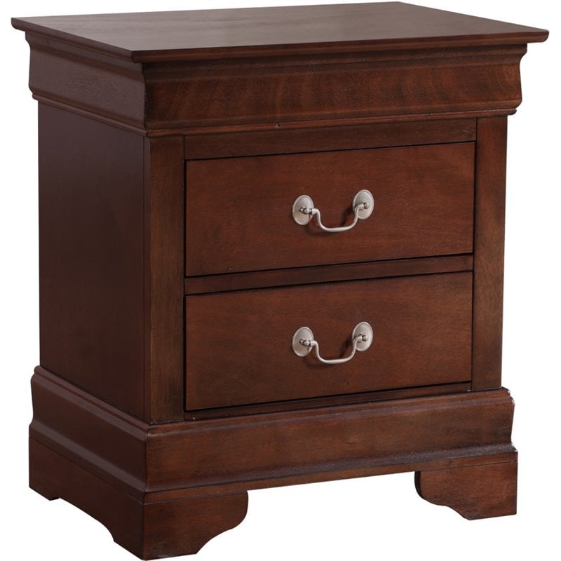 Maklaine Traditional Engineered Wood 2 Drawer Nightstand in Cappuccino