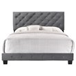 Maklaine Transitional Upholstered Velvet Queen Bed in Gray Finish