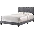 Maklaine Transitional Upholstered Velvet Queen Bed in Gray Finish