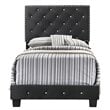 Maklaine Transitional Upholstered Velvet Twin Bed in Black Finish
