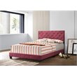 Maklaine Transitional Upholstered Velvet Full Bed in Cherry Finish