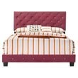 Maklaine Transitional Upholstered Velvet Full Bed in Cherry Finish