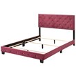 Maklaine Transitional Upholstered Velvet Full Bed in Cherry Finish