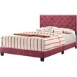 Maklaine Transitional Upholstered Velvet Full Bed in Cherry Finish