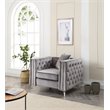 Maklaine Contemporary Soft Velvet Jeweled Buttoned Tufted Chair in Gray