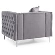 Maklaine Contemporary Soft Velvet Jeweled Buttoned Tufted Chair in Gray