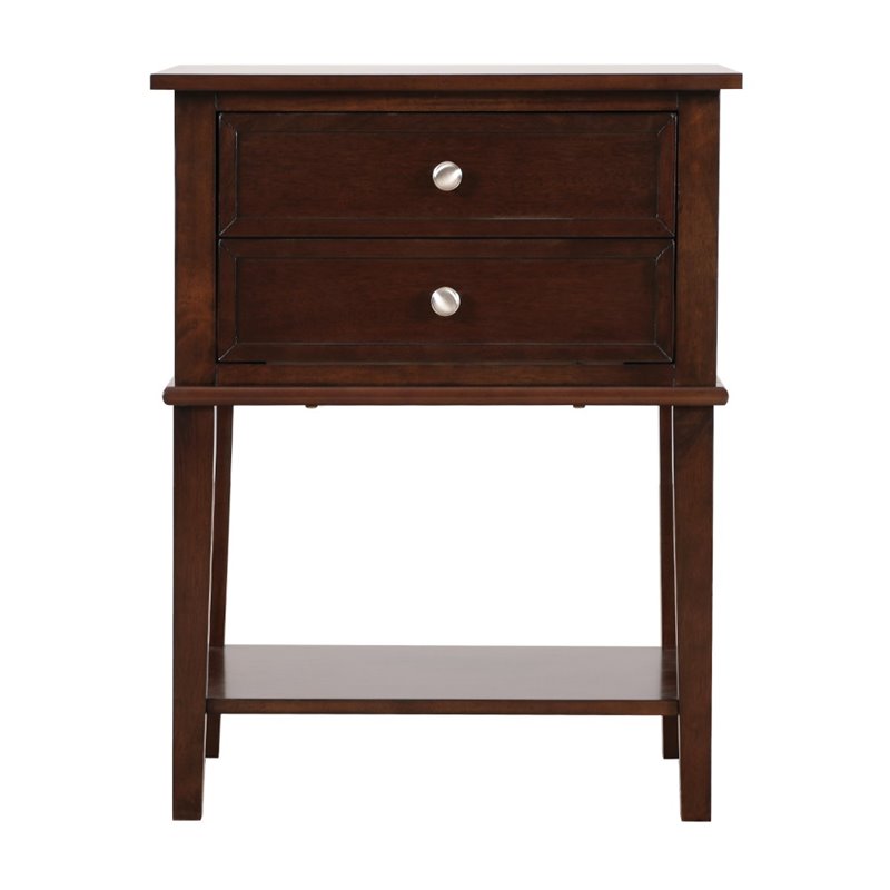 Maklaine Contemporary Engineered Wood 2 Drawer Nightstand in Cappuccino