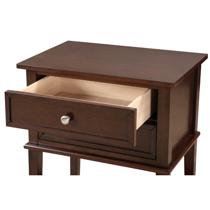 Maklaine Contemporary Engineered Wood 2 Drawer Nightstand in Cappuccino