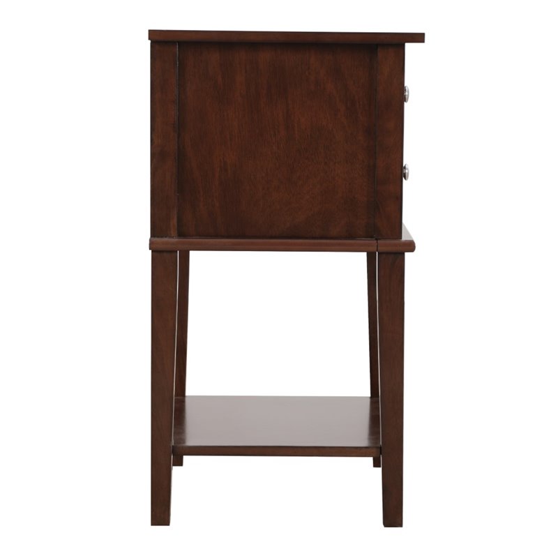 Maklaine Contemporary Engineered Wood 2 Drawer Nightstand in Cappuccino