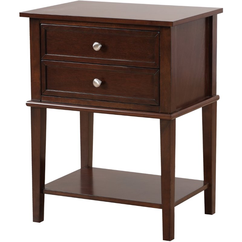 Maklaine Contemporary Engineered Wood 2 Drawer Nightstand in Cappuccino