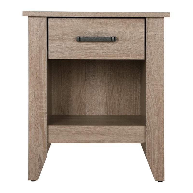 Maklaine Contemporary Engineered Wood 1-Drawer Bedroom Nightstand in Sandle Wood