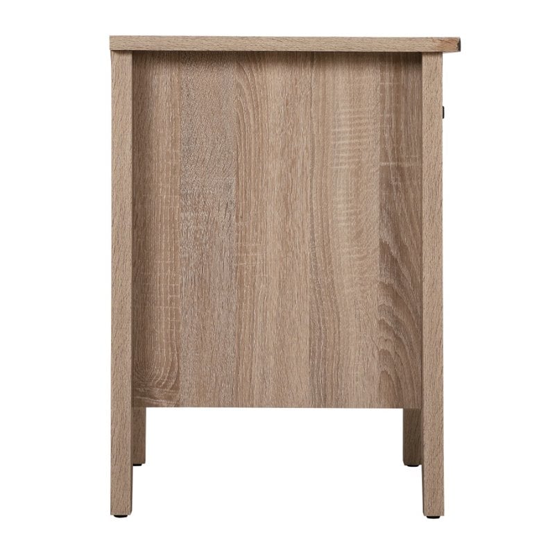Maklaine Contemporary Engineered Wood 1-Drawer Bedroom Nightstand in Sandle Wood