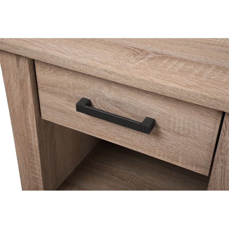 Maklaine Contemporary Engineered Wood 1-Drawer Bedroom Nightstand in Sandle Wood