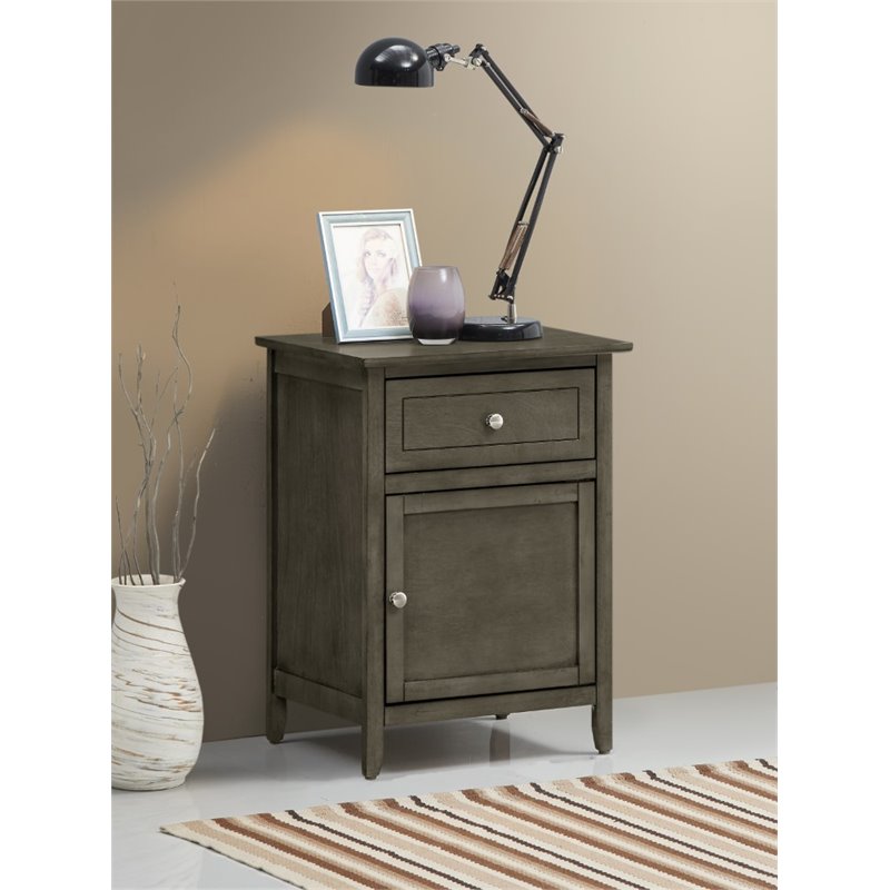 Maklaine Transitional Engineered Wood 1 Drawer 1 Door Nightstand in Gray