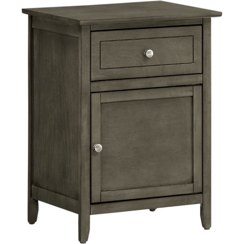 Maklaine Transitional Engineered Wood 1 Drawer 1 Door Nightstand in Gray