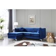 Maklaine Contemporary Soft Velvet Channel Tufted Sofa Chaise in Navy Blue