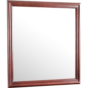 Maklaine Traditional Wood Mirror featuring Low Distortion Glass in Cherry